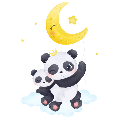 Cute panda illustration PNG Free Download