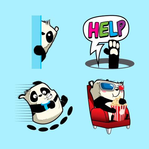 Cute panda sticker panda patches PNG Free Download