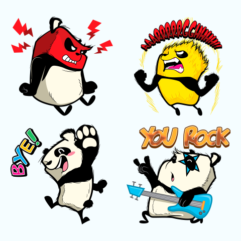 Cute panda sticker panda patches PNG Download Free