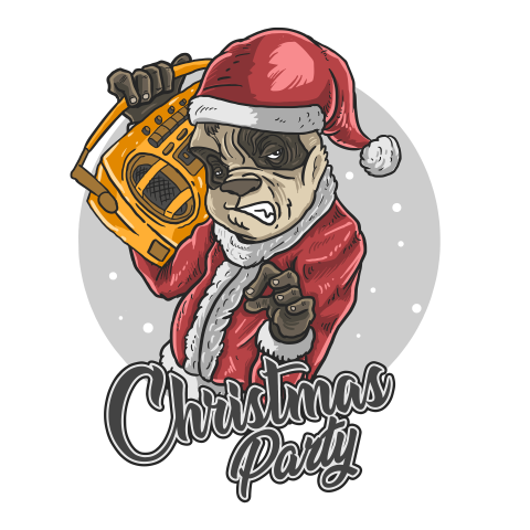 Santa claus panda love music PNG Free Download