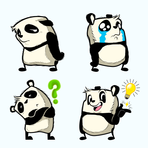 Cute panda sticker panda patches PNG Download