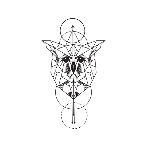Geometric owl tattoo designs PNG Free Download
