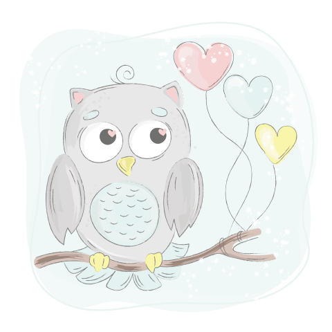 Love owl cartoon bird forest Free PNG Download