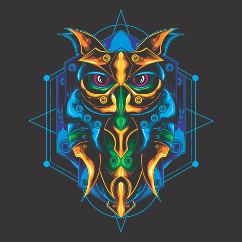 Mystical owl sacred geometry PNG Free Download