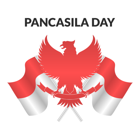Pancasila day flag with eagle PNG Free Download
