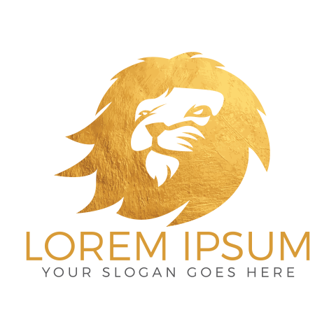 Golden lion head vector logo PNG Free Download PNG