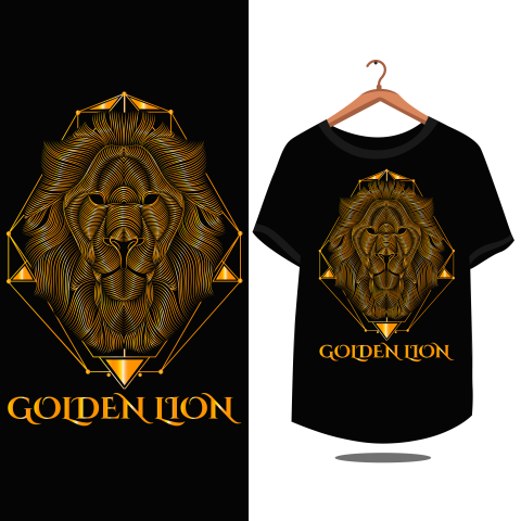 Golden lion illustration t shirt PNG Free Download