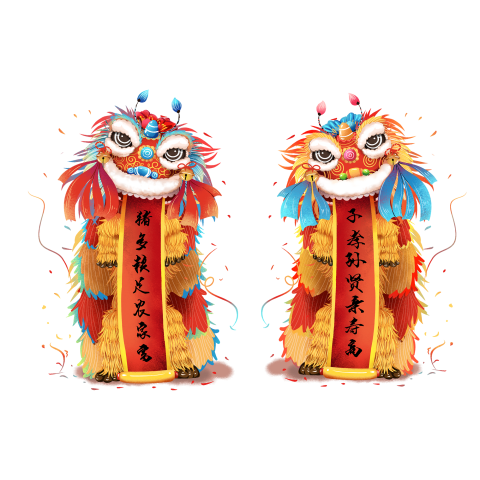 Lion dance dragon spring festival Free PNG Download