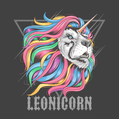 Lion leo rainbow hair unicorn PNG Free Download