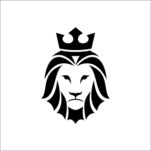 Lion king with crown logo PNG Free Download