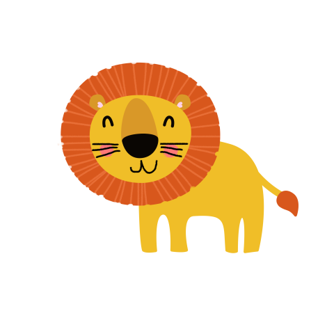 Yellow cute cartoon lion PNG Free Download