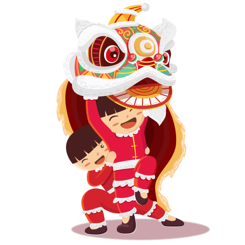 Cute lion dance to welcome PNG Free Download