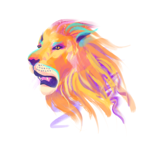 Colored yellow lion hand drawn PNG Free Download