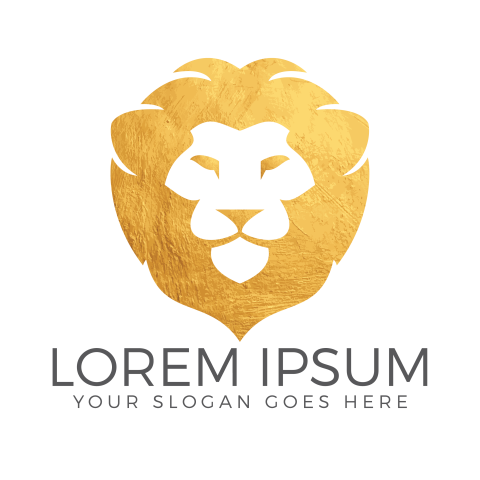 Golden lion head vector logo PNG Free Download