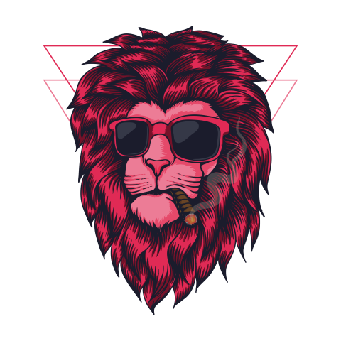 Lion pink smoking vector illustration PNG Free Download