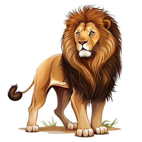 Ferocious lion animal illustration Free PNG Download