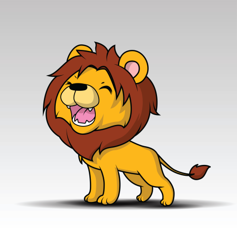 Cute lion cartoon vector PNG Free Download