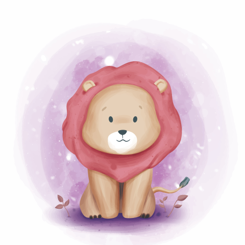Lion cute portrait baby illustration PNG Free Download