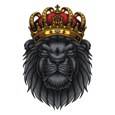 Lion head wearing king crown PNG Free Download