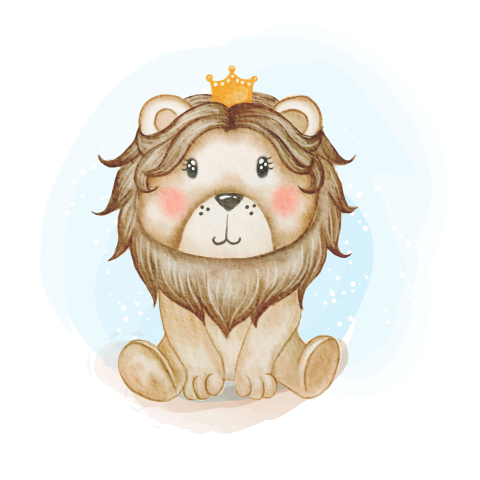 Cute baby lion king watercolor PNG Free Download