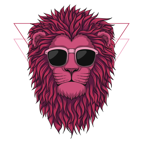 Lion head pink vector illustration PNG Free Download