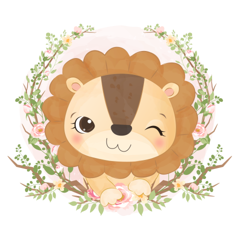 Cute little lion illustration PNG Free Download