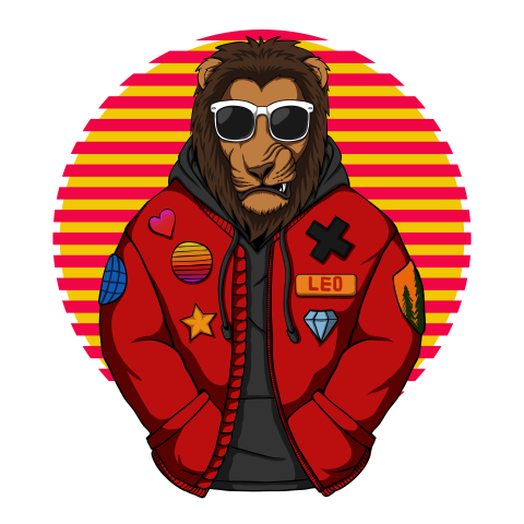 Cool lion wear a jacket PNG Free Download