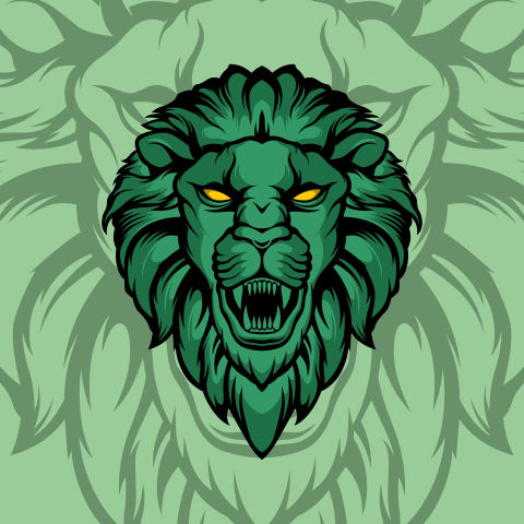 Green lion head illustration PNG Free Download