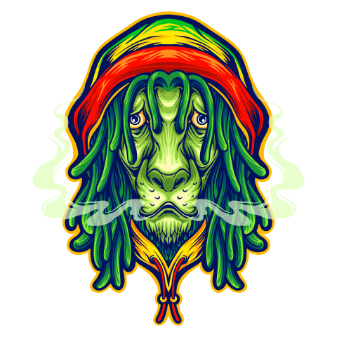 Rasta lion with weed smoke PNG Free Download