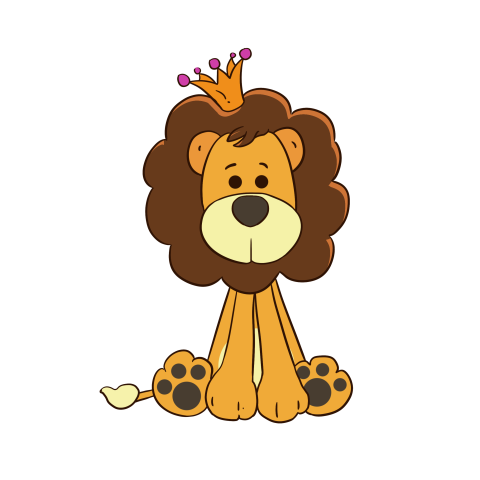 Yellow hand painted cartoon cute lion PNG Free Download