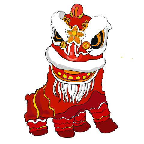 Cute chinese lion dance style PNG Free Download