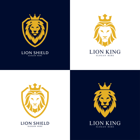 Set of lion shield logo PNG Free Download