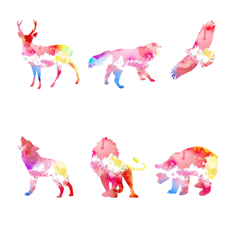 Watercolor animal silhouette PNG Free Download