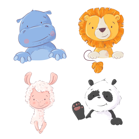 Set of cute tropical animals PNG Free Download