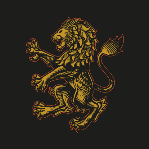 Gold lion kingdom classic illustration PNG Free Download