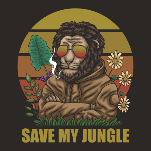 Lion save my jungle retro PNG Free Download
