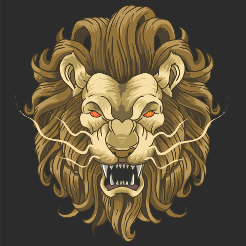Lion head angry face illustration PNG Free Download