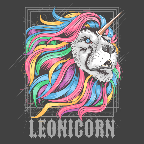 Lion leo rainbow hair unicorn PNG Free Download
