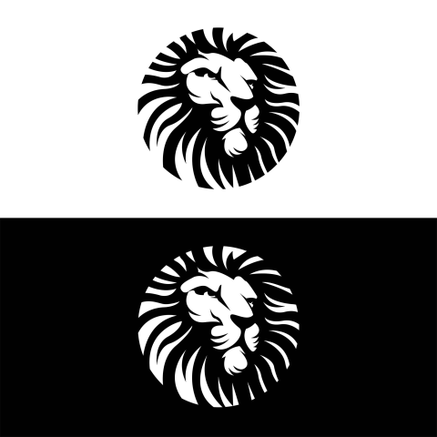 Lion head black white logos PNG Free Download