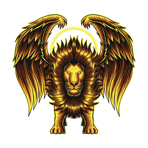 Lion with wing gold vector PNG free Download