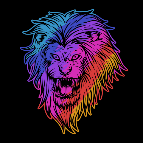 Angry lion colorful vector illustration PNG free Download