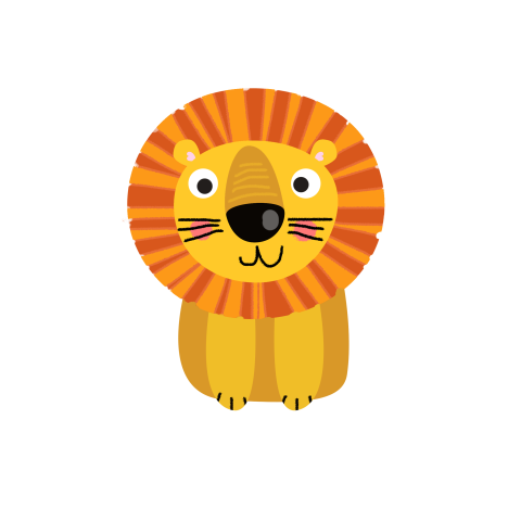 Yellow cute cartoon animal lion PNG Free Download