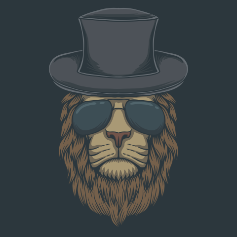 Lion head eyeglasses vector illustration PNG Free Download