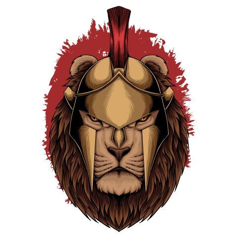 Lion sparta helmet vector illustration PNG Free Download