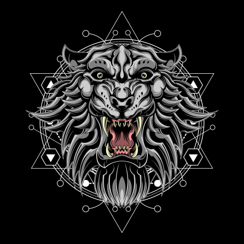 White lion sacred geometry PNG Free Download
