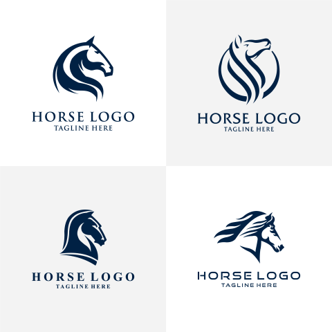 Head horse set illustration symbol PNG Free Download