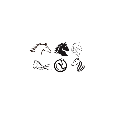 Horse animal silhouette set PNG Free Download PNG