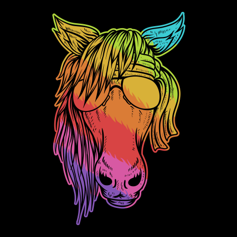 Horse head colorful vector illustration PNG Free Download