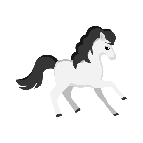 Hand painted cartoon white horse PNG Free Download