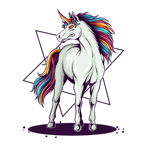 Unicorn horse with colorful hair PNG Free Download